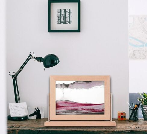 LUULAHAZ Moving Sand Art Picture Wood Frame, Dynamic Swing Painting Liquid Motion Flowing Sand Art, Desktop Sensory Calming Landscape for Home Decor and Office Craft Gift in Saudi Arabia