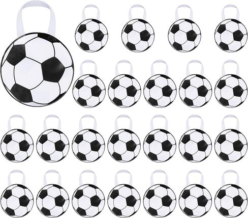 MIMIND 24 Pieces Soccer Ball Shape Non-Woven Party Favor Bags with Handles 9.9 x 9.9 Inch Soccer Party Favor Bags Goodie Treat Candy Bags for Sports Theme Party Birthday in Saudi Arabia