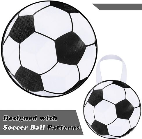 MIMIND 24 Pieces Soccer Ball Shape Non-Woven Party Favor Bags with Handles 9.9 x 9.9 Inch Soccer Party Favor Bags Goodie Treat Candy Bags for Sports Theme Party Birthday in Saudi Arabia