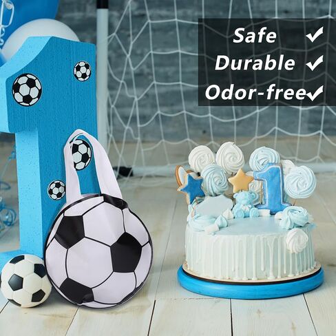 MIMIND 24 Pieces Soccer Ball Shape Non-Woven Party Favor Bags with Handles 9.9 x 9.9 Inch Soccer Party Favor Bags Goodie Treat Candy Bags for Sports Theme Party Birthday in Saudi Arabia