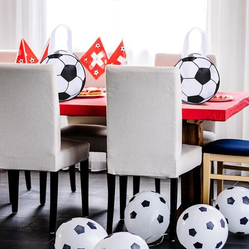MIMIND 24 Pieces Soccer Ball Shape Non-Woven Party Favor Bags with Handles 9.9 x 9.9 Inch Soccer Party Favor Bags Goodie Treat Candy Bags for Sports Theme Party Birthday in Saudi Arabia