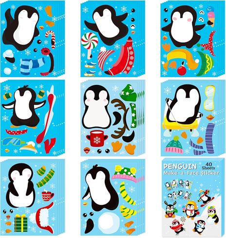 B1ykin Christmas Make a Face Sticker Sheets - Make Your Own Christmas Stickers Games, Winter Christmas Party Game Stickers Art Craft for Girls Boys Kids Birthday Party Favor Supplies (Christmas Tree) in Kuwait