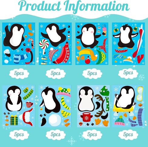 B1ykin Christmas Make a Face Sticker Sheets - Make Your Own Christmas Stickers Games, Winter Christmas Party Game Stickers Art Craft for Girls Boys Kids Birthday Party Favor Supplies (Christmas Tree) in Kuwait