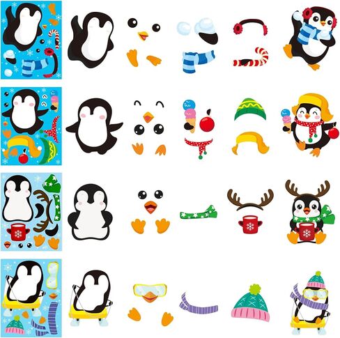 B1ykin Christmas Make a Face Sticker Sheets - Make Your Own Christmas Stickers Games, Winter Christmas Party Game Stickers Art Craft for Girls Boys Kids Birthday Party Favor Supplies (Christmas Tree) in Kuwait