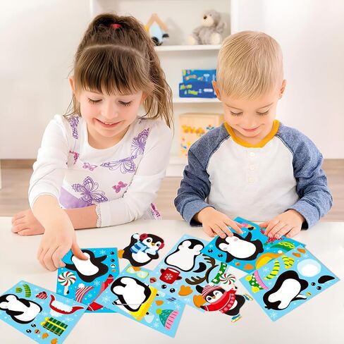 B1ykin Christmas Make a Face Sticker Sheets - Make Your Own Christmas Stickers Games, Winter Christmas Party Game Stickers Art Craft for Girls Boys Kids Birthday Party Favor Supplies (Christmas Tree) in Kuwait