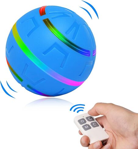 لعبة كرة تفاعلية للكلاب، كرة مفعمة بالحيوية للكلاب، كرة كلب متحركة أوتوماتيكية تعمل بالحركة، ألعاب تفاعلية للكلاب الصغيرة والمتوسطة والكبيرة (أزرق مع جهاز تحكم عن بعد) in Saudi Arabia