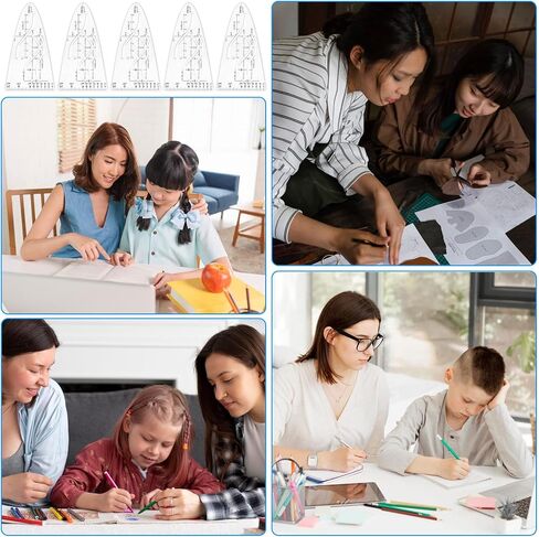 Giantree 5 حزمة قالب Parabola الرياضيات، قالب منحنى متعدد الوظائف Parabola Ruler Engineering Ruler مجموعة الهندسة الرياضية قالب Parabola للمدرسة المكتبية in Saudi Arabia
