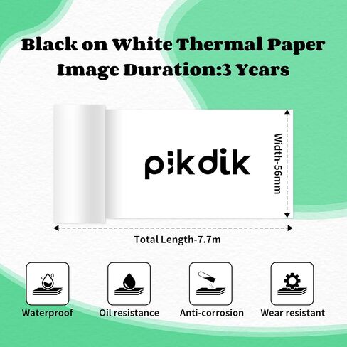 Mini Printer Paper,Notes Thermal Paper Waterproof Width 56mm Non-Adhesive for PikDik Q2,PeriPage A6 Portable Bluetooth Pocket Inkless Printer, 3 Rolls,7.7m/Roll in Saudi Arabia