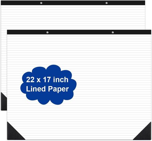 Yaridar Large Lined Paper Pad - 22" x 17" Ruled Notepad, 50 Sheets/100 Pages Legal Pads, 100 gsm White Paper Notepad Desk Pad for School, Home, Office, Business in Saudi Arabia