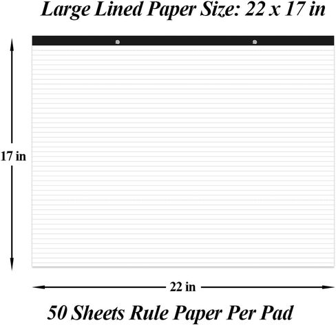 Yaridar Large Lined Paper Pad - 22" x 17" Ruled Notepad, 50 Sheets/100 Pages Legal Pads, 100 gsm White Paper Notepad Desk Pad for School, Home, Office, Business in Saudi Arabia