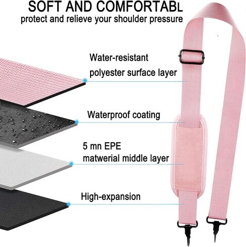 Universal Replacement Laptop Shoulder Strap, Durable 55" Adjustable Comfortable Belt with Metal Hooks for Briefcase, Computer Messenger Bag, Laptop Case Luggage/Duffel/Camera, (Black) in Kuwait