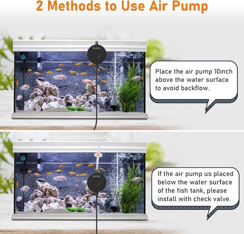 مضخة هواء لحوض السمك بكوب شفط: مضخة هواء بيزو صغيرة صامتة مطورة لخزان الأسماك، فقاعات حوض السمك موفرة للطاقة مع صمام فحص، حجر فقاعات، أنبوب هواء لخزان أسماك 15 جالون، 1 وات in Kuwait