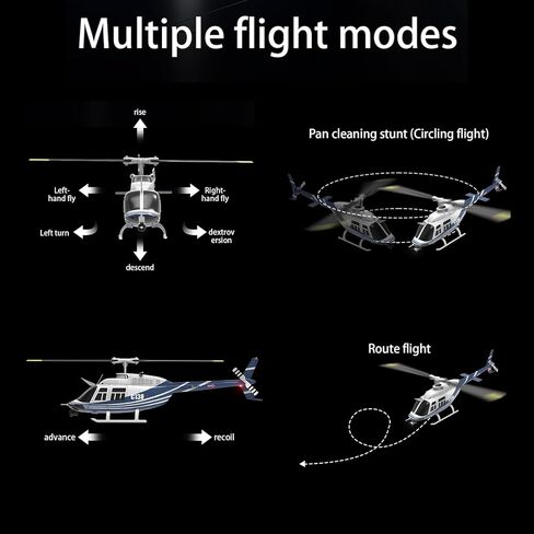 C138 Remote Control Helicopter, Bell206 Helicopter 2.4GHz 4CH Single Propeller Aileron RC Aircraft One Click Roll Takeoff and Landing Six-axis Gyroscope, Air Pressure Setting in Saudi Arabia