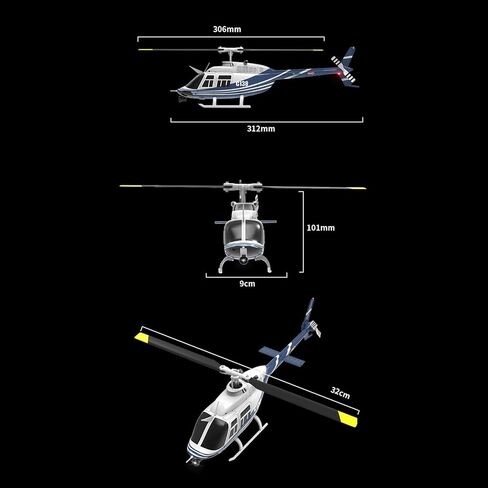 C138 Remote Control Helicopter, Bell206 Helicopter 2.4GHz 4CH Single Propeller Aileron RC Aircraft One Click Roll Takeoff and Landing Six-axis Gyroscope, Air Pressure Setting in Saudi Arabia