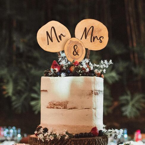 Rustic MR & MRS Wedding Cake Topper in Wood Wedding Cake Decoration (Design 02) in Saudi Arabia
