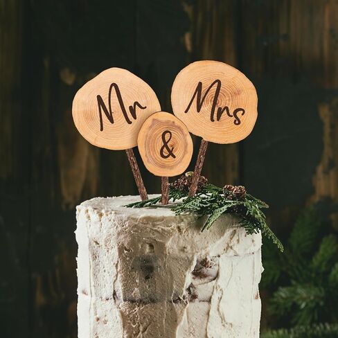 Rustic MR & MRS Wedding Cake Topper in Wood Wedding Cake Decoration (Design 02) in Saudi Arabia