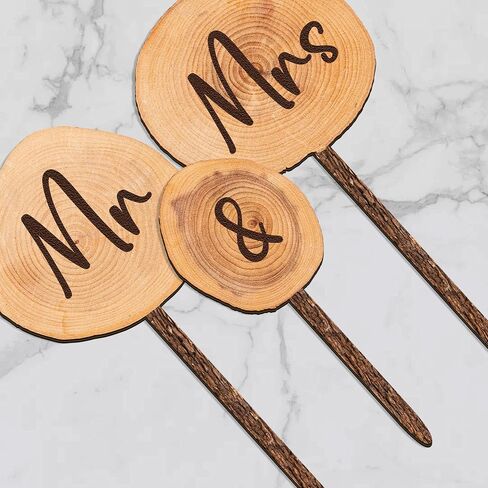 Rustic MR & MRS Wedding Cake Topper in Wood Wedding Cake Decoration (Design 02) in Saudi Arabia