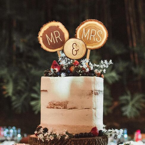 Rustic MR & MRS Wedding Cake Topper in Wood Wedding Cake Decoration (Design 02) in Saudi Arabia