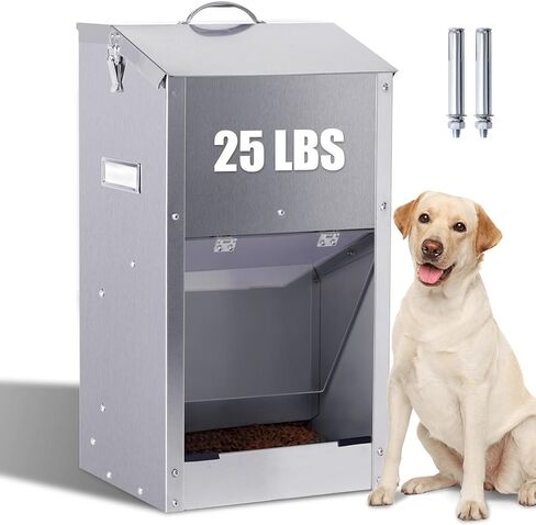 Automatic Dog Feeder Large Breed with Handle, Stainless Steel Indoor and Outdoor Pet Feeder for Large Dogs, Automatic Dog Feeder Large Breed for Dogs (25lbs) in Saudi Arabia