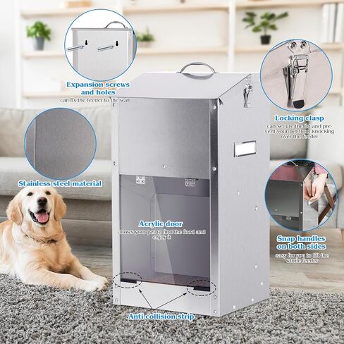 Automatic Dog Feeder Large Breed with Handle, Stainless Steel Indoor and Outdoor Pet Feeder for Large Dogs, Automatic Dog Feeder Large Breed for Dogs (25lbs) in Saudi Arabia