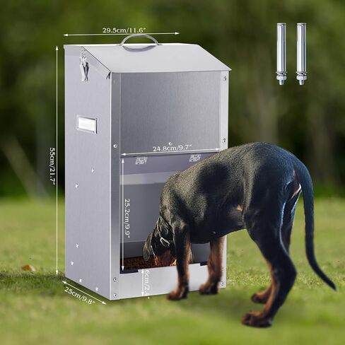 Automatic Dog Feeder Large Breed with Handle, Stainless Steel Indoor and Outdoor Pet Feeder for Large Dogs, Automatic Dog Feeder Large Breed for Dogs (25lbs) in Saudi Arabia