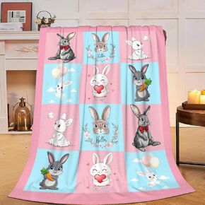Bunny Blanket Cute Bunny Fleece Throw Blanket Fuzzy Plush Super Soft Cozy Warm Rabbit Decor Nursery Bedding Stuffed Animal Blanket Gifts for Boys Girls Kids Adult Men Women 50"X40"