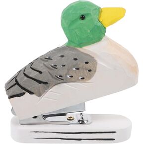 NUOBESTY Wood Carving Stapler Paper Fasteners Stapler Mini Cartoon Stapler Mini Ducks Statue Ducks Shaped Stapler School Stationery Paper Stapler Mini Desktop Stapler Portable Stapler Metal