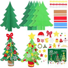 Aneco 6 Kits Holiday Craft Foam Christmas Tree Creative Make a Foam Christmas Tree Combination Stickers for Christmas DIY Home Activities
