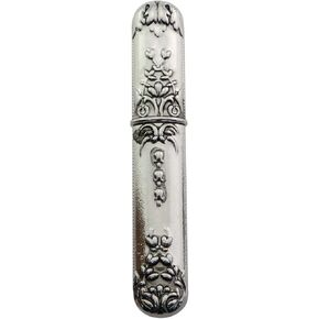 Guifeng Sewing Needle Portable Storage Case 3.5inch Silver Embroidery Handmade Needle Storage Case Vintage Printed Stitch Organiser Tube for Storing Needles Toothpicks Rings Small Objects