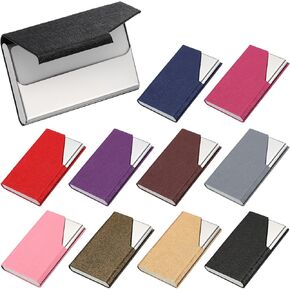 PATIKIL 10PCS Professional Business Card Holder Case Luxury PU Leather & Stainless Steel Name Card Holder Pocket Business Card Carrier for Men & Women with Magnetic (10 Multicolor)