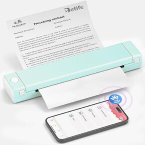 Portable Printer Wireless for Travel M08F Thermal Wireless Printer Support 8.5" X 11" US Letter, Inkless Bluetooth Printer Compatible with Phone & Laptop & PC for Travel, Business, Office (Green)