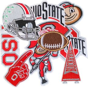 9PCS Ohio Iron on Patches, Football Patches for Jeans, T-Shirts, Backpacks, Hats and More