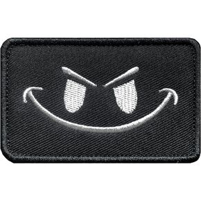 Antrix Tactical Black Funny Evil Happy Face DIY Emblem Military Badge Patch Hook & Loop Badge Patch for Backpacks Hats Bags Military Uniform