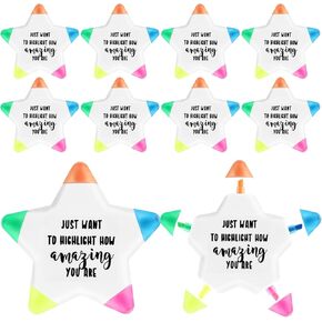10 Sets Graduation Inspirational Highlighters Brush Tip Bulk 5 in 1 Inspirational Highlighters Brush Affirmation Gifts Class Awards for Kids Students Awards Gifts Bulk from Teachers(Star 1)