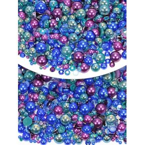 70g Mix Pearls and Rhinestones for Crafting, Sizes Range 3mm-10mm Pearl Beads for Bedazzler Rhinestones for Bedazzling Pearls for Crafting Sock Charms Nail Shoe Mugs (Coffee Galaxy Mix)
