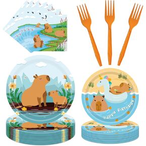 Christmas Paper Plates and Napkins Sets - 96PCS Christmas Party Supplies Includes 9'' Plates 7'' Plates Napkins Forks Christmas Disposable Dinnerware Set Serves 24 Guests Party Kit Tableware