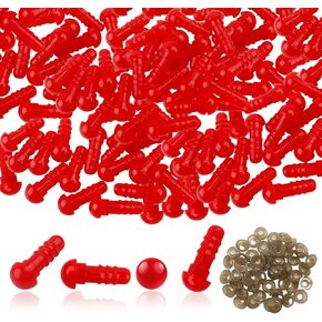 TOAOB 50pcs 8mm Safety Eyes for Amigurumis with Washers Red Crochet Eyes Plastic Craft Safety Eyes for Stuffed Animals Bears Doll Making
