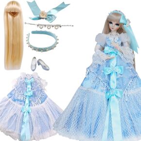 UCanaan BJD Dolls Clothes Set of 1/3 SD Dolls Wigs Shoes Socks Accessories Full Set for 24inch 60cm BJD Dolls