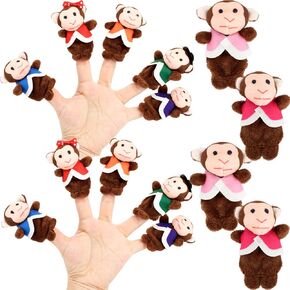 14 Pack Mini Monkeys Finger Puppets Small Plush Monkeys Animal Finger Puppets Toys for Kids Party Playtime Storytelling Gift Exchange Classroom Rewards