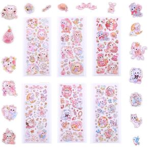 6Sheets Kitty Stickers, Cartoon Stickers,Cat Stickers for Kids,Fun Stickers for Kids, Mini Stickers for Kids, Cute Cat Stickers, Pink Stickers for Kids - a Must-Have for Cat Lovers