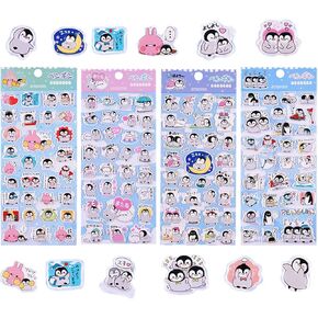 4 Sheets Cute Little Penguin Family Stickers - Mini Cartoon Stickers for Kids, DIY Decorative Items, Perfect for Notebooks, Phone Cases, and More