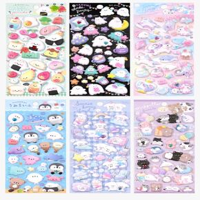 Fantasy 3D Animal Cartoon Glow-in-The-Dark Stickers, Penguin Stickers, Cat Stickers, Bear Stickers, Elf Stickers, Cat Stickers for Kids,Mini Stickers for Kids, DIY Stickers - Bright Fun in The Dark