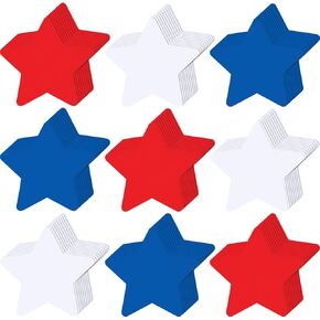 Geyee 108 Pcs Patriotic Star Cutouts 4th of July Independence Day Accents for DIY Bulletin Board Red White and Blue Star Cutouts for Kids Patriotic Theme School Party Decor