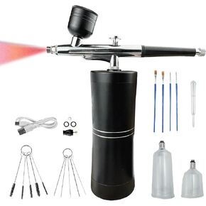 Airbrush kit with air Compressor,High Pressure Cordless Airbrush Kit,offering 3 Adjustable air Pressure Settings with 0.3mm Nozzle and Cleaning Brush