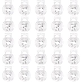 Shapenty Clear Plastic Cord Locks Round Single Hole Spring Toggle Stoppers for Drawstring Bags Short Shoelace, 22x18mm