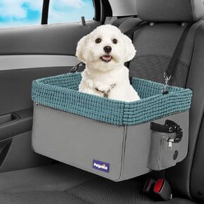 Petprsco Pet Car Seat for Small Dogs & Cats 20lbs, Deluxe Dog Booster Seat with Clip-On Adjustable Leash, Portable Puppy Car Seat for Front & Rear Seat
