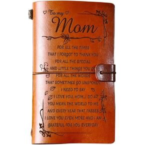 PRSTENLY Gifts for Mom Leather Journal, To My Mom Gifts 140 Page Refillable Notebooks, Christmas Mothers Day Valentines Day Birthday Gifts for Mom from Daughter Son