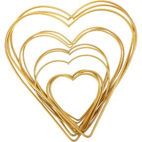 SEWACC 12pcs Love Hoop Heart- Shaped Heart Metal Wreath Frames Ornament Crafts Macrame New Year Party Decoration Love Ring Gold Picture Frames Decorative Iron Loop Wedding Hanging Ring