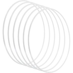 PATIKIL 6 Inch Round Dream Catcher Rings, 6 Pcs Metal Christmas Macrame Wreath Floral Ring Hoop for Home DIY Craft Wedding Wall Hanging Decorations, White