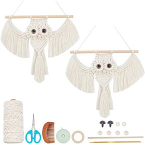 BEUNITONE Owl Macrame Kits for Adults 2 Set Beginners Owl Macrame Kit DIY Macrame Kit for Beginners with Instructions DIY Cotton Rope Owl Decoration Wall Hallways Handmade Woven Decoration Easy